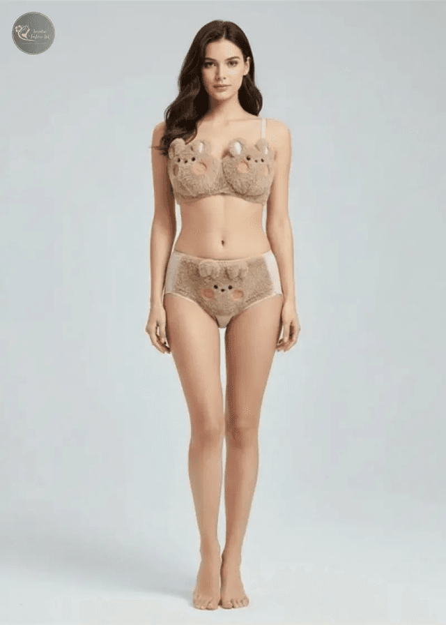 Japan Kawaii Plush Women Bra Briefs Cute Girl Cat Bunny Comfortable Bra Set Cartoon Underwear Lovely Soft Warm Student Lingerie_img_1