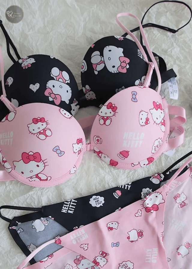 Hello kitty small breast push-up anti-slip underwear, cartoon sweet and cute, sexy and pure desire, beautiful back bra for girls_img_1