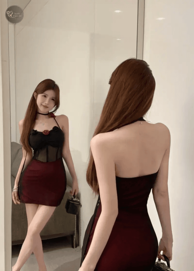 Floral Sheer Mesh Mini Dress Fashion New Summer Halter Straps Pencil Party Dress Backless Tight Bodycon Club Dress_img_3