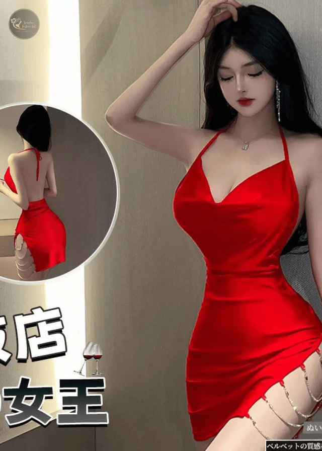 Satin Hanging Neck Vintage Nightdress Summer Backless Nightwear Club Bed Homewear Sexy Slim High Waist Nighty Retro Sleepwear_img_7