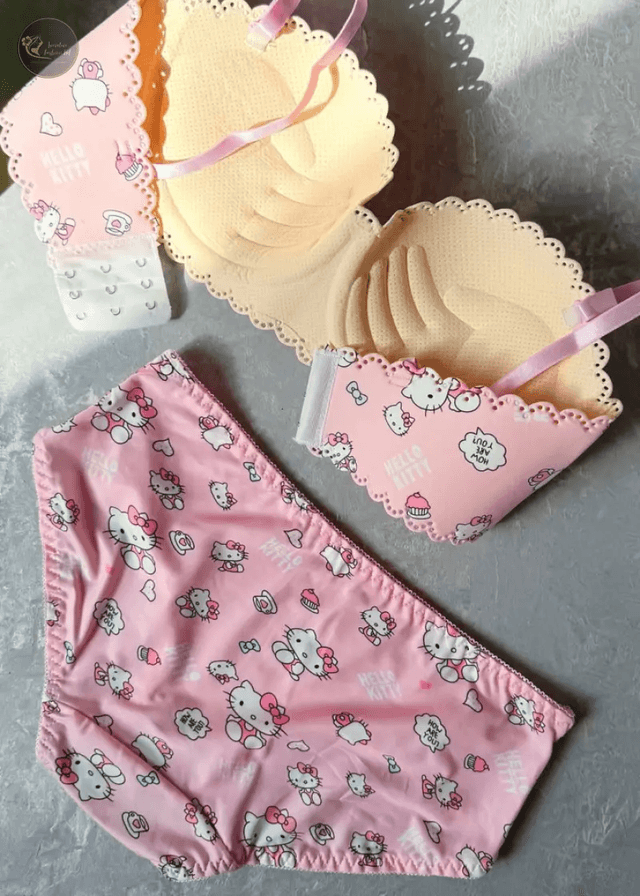 Girl's Bra Hello Kitty Underwear Set No Weir Lace Sweet Bra Strapless Cartoon Cute Summer Breathable Girls Gift_img_3