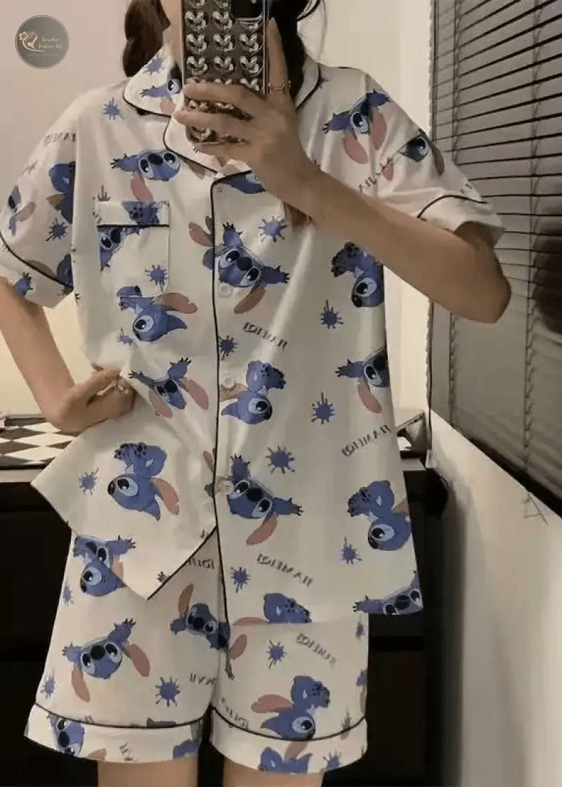 Summer Kawaii Anime Cinnamoroll Kuromi Children's Pajamas Sets Cardigan Short Sleeve Sleepwear Girl Homewear Tops Pants