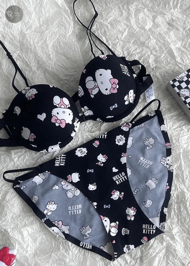 Hello kitty small breast push-up anti-slip underwear, cartoon sweet and cute, sexy and pure desire, beautiful back bra for girls_img_4