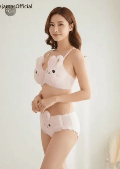 Japan Kawaii Plush Women Bra Briefs Cute Girl Cat Bunny Comfortable Bra Set Cartoon Underwear Lovely Soft Warm Student Lingerie_img_5