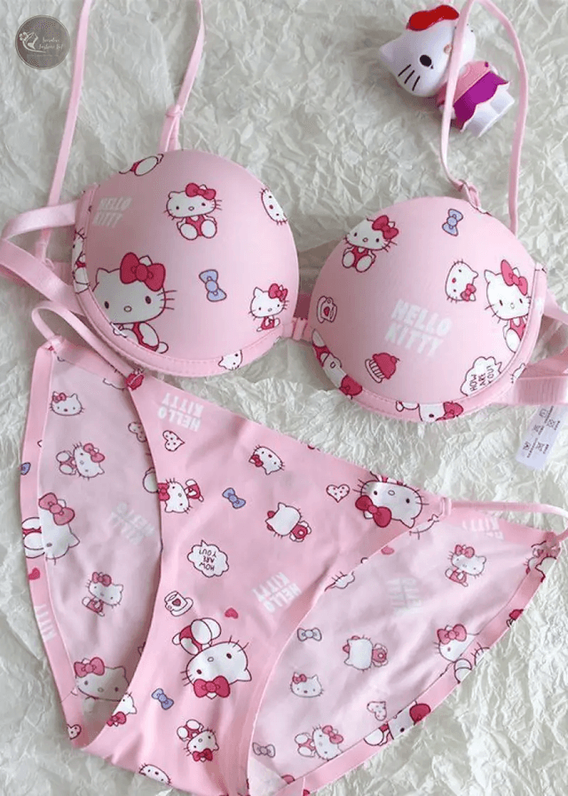 Hello kitty small breast push-up anti-slip underwear, cartoon sweet and cute, sexy and pure desire, beautiful back bra for girls_img_5