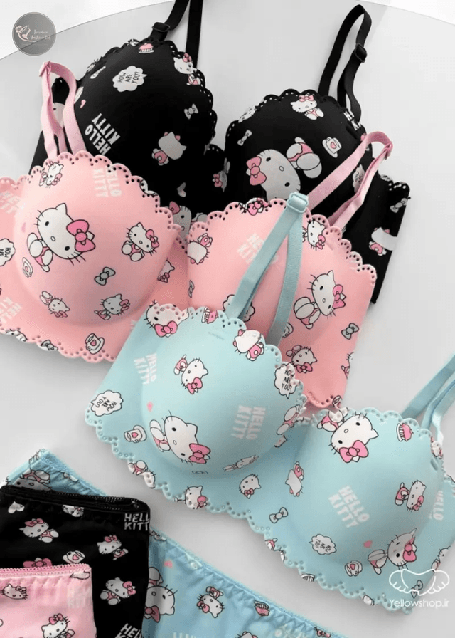 Girl's Bra Hello Kitty Underwear Set No Weir Lace Sweet Bra Strapless Cartoon Cute Summer Breathable Girls Gift_img_9