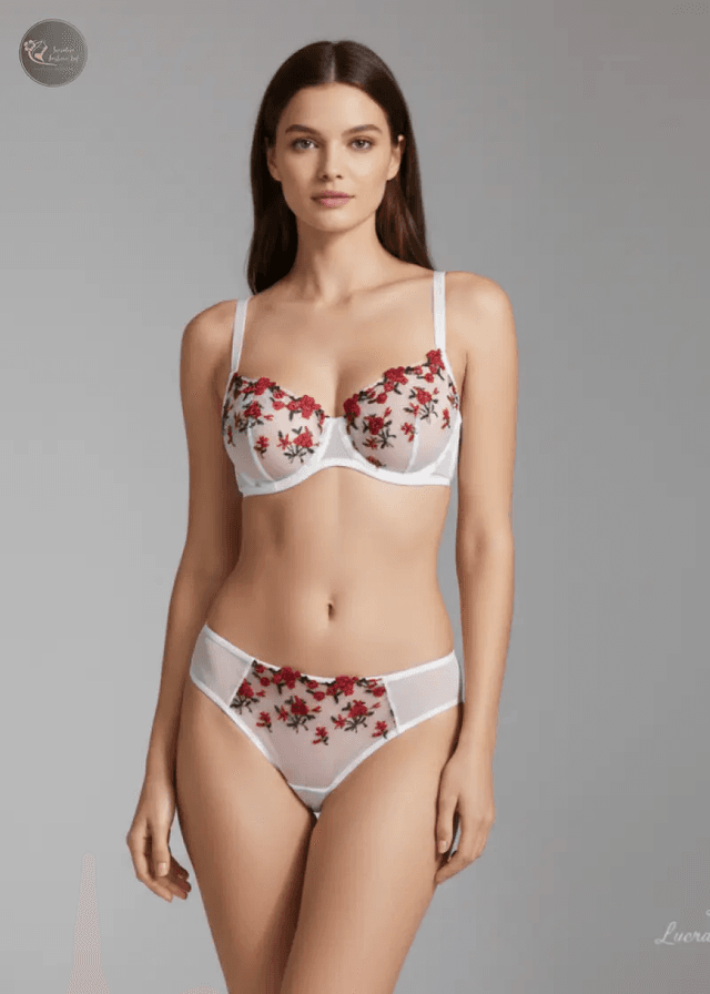 Transperant Lingerie Set Women Mesh Net Sexi Lenceria Sensual Mujer Bra Sets Embroidery Floral Underwired_img_11