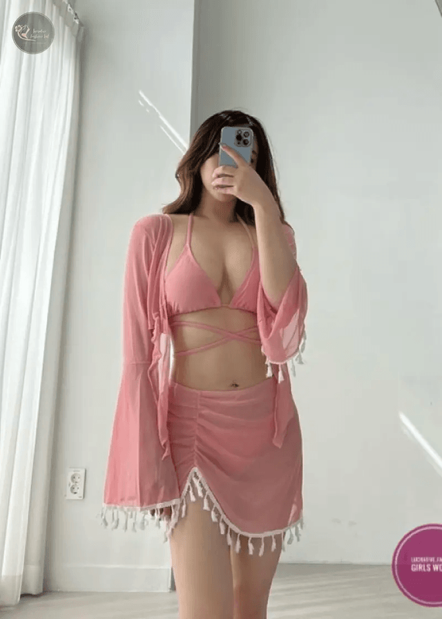 Four-Piece Set Exotic Style Tassel Women's Bikini High Waist Solid Color Beach Sun Protection swimsuit cover_img_13