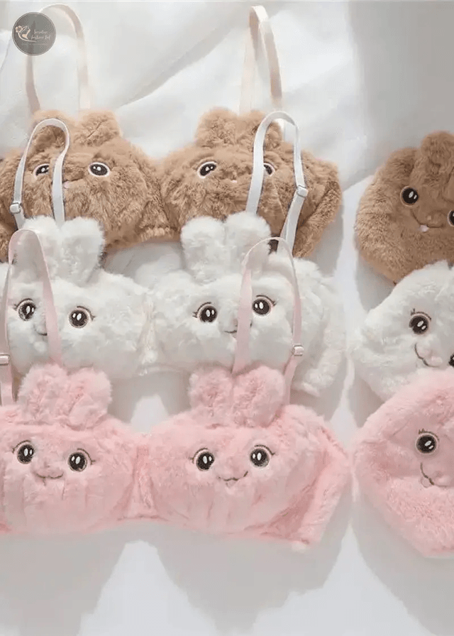 Lolita Girl Student Underwear Japanese Bra & Brief Sets Plush Cute No Steel Ring Women's Intimates Suit Small Chest Gathering_img_0