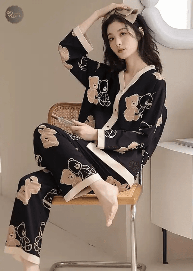 Korean-Style New Arrival Women's Spring/Autumn Sweet Nightwear Set with Long Sleeves and Trousers, Lightweight Homewear Ensemble_img_2