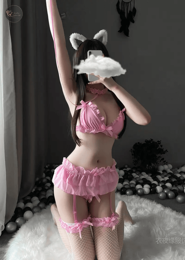 Three-point Cute Sexy Maid Cosplay Costumes for Women Japanese Lingerie Bra Panty Set Temptation Bikini Lace Passion Bar Uniform_img_3