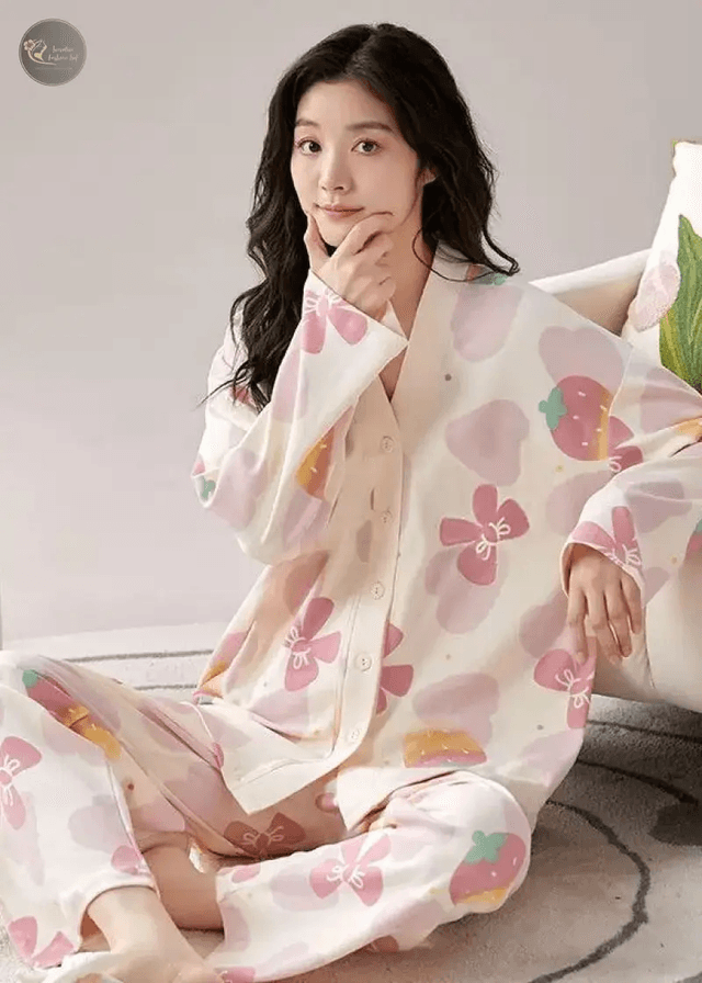 Korean-Style New Arrival Women's Spring/Autumn Sweet Nightwear Set with Long Sleeves and Trousers, Lightweight Homewear Ensemble_img_3