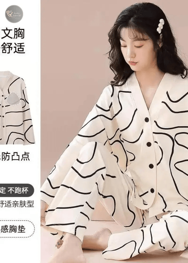 Korean-Style New Arrival Women's Spring/Autumn Sweet Nightwear Set with Long Sleeves and Trousers, Lightweight Homewear Ensemble_img_0