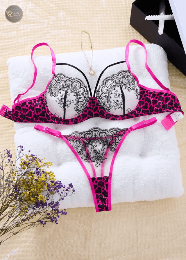 Black leopard print sexy lingerie set - see-through bra set - fashionable women's lingerie-exquisite intimate underwear_img_3