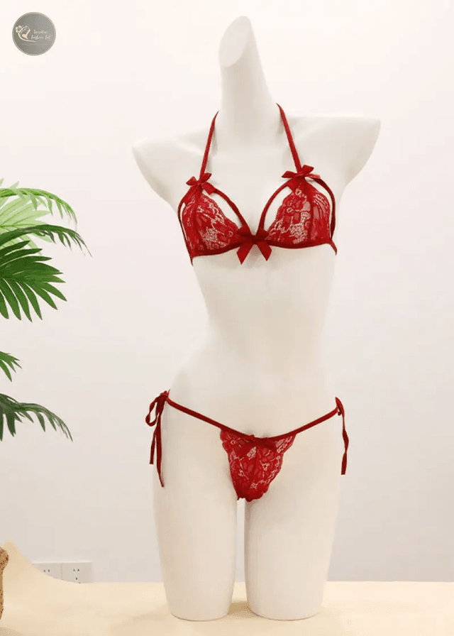 Erotic Lingerie Sexy Lace Three-point Bra Underwear Women's Transparent Seductive Pure Desire Passionate Women's Sleepwear Set_img_3