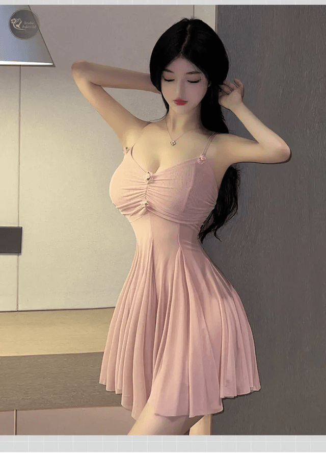 Sexy Mesh Transparent Temptation Sleepwear Dress For Women Translucent Folds Flower Embroidery Dress Pure Desire Beautiful OFJY_img_0