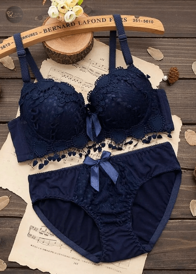 Fashionable and sparkling girl sexy women's bra set wholesale bow tie women's underwear without steel ring bra set_img_4