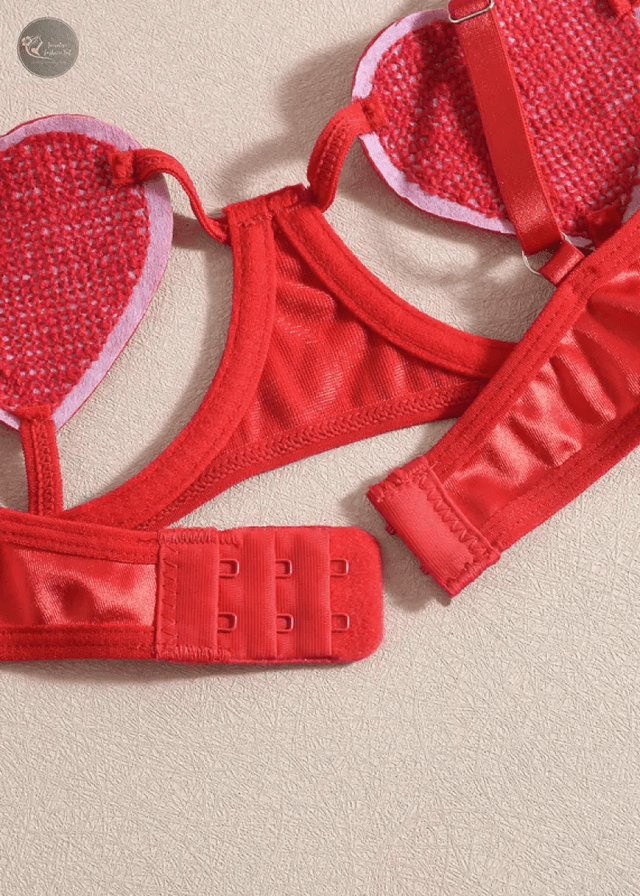 Valentine Boudoir Lingerie Set PushUp Open Bra Heart Design Lace Trim Seductive Underwear for Women_img_7