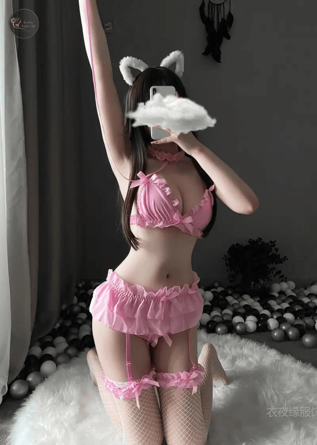 Three-point Cute Sexy Maid Cosplay Costumes for Women Japanese Lingerie Bra Panty Set Temptation Bikini Lace Passion Bar Uniform_img_3